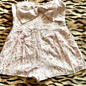 Floral Pink Strapless Romper